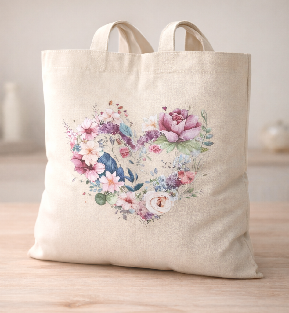 Tote bag Cœur floral