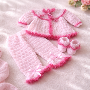 Ensemble Rose au Crochet 3 - 6 Mois